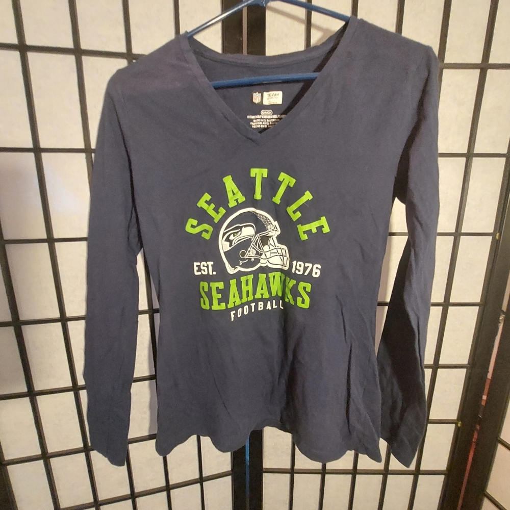Official NFL Apparel Seattle Seahawks Long-Sleeve V-Neck Tee